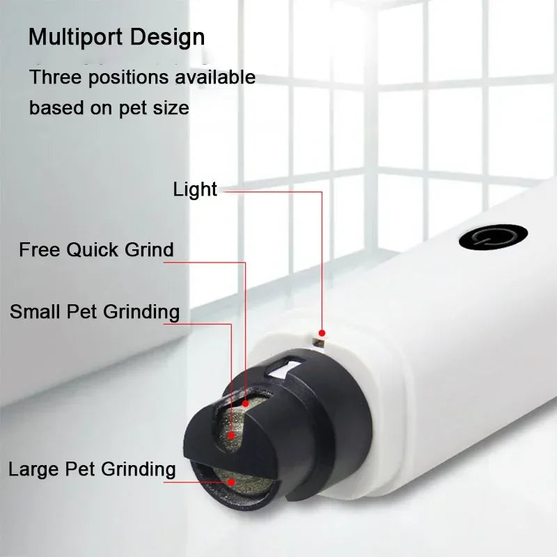 Cortador de unhas elétrico para cães e gatos, recarregável com carregamento USB e luz LED. Silencioso, para animais de estimação, patas de gato, acessório para cuidados com as unhas