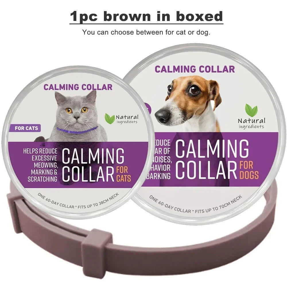 Coleiras calmante com feromônio natural para cães e gatos, alívio da ansiedade, estresse e alívio do mau comportamento por 60 dias