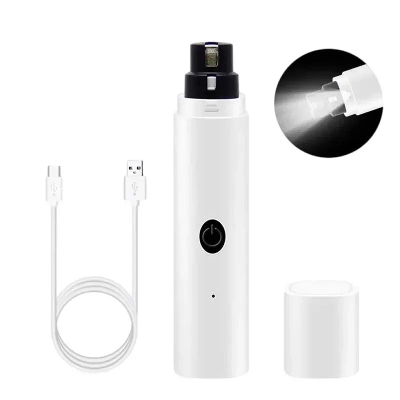 Cortador de unhas elétrico para cães e gatos, recarregável com carregamento USB e luz LED. Silencioso, para animais de estimação, patas de gato, acessório para cuidados com as unhas