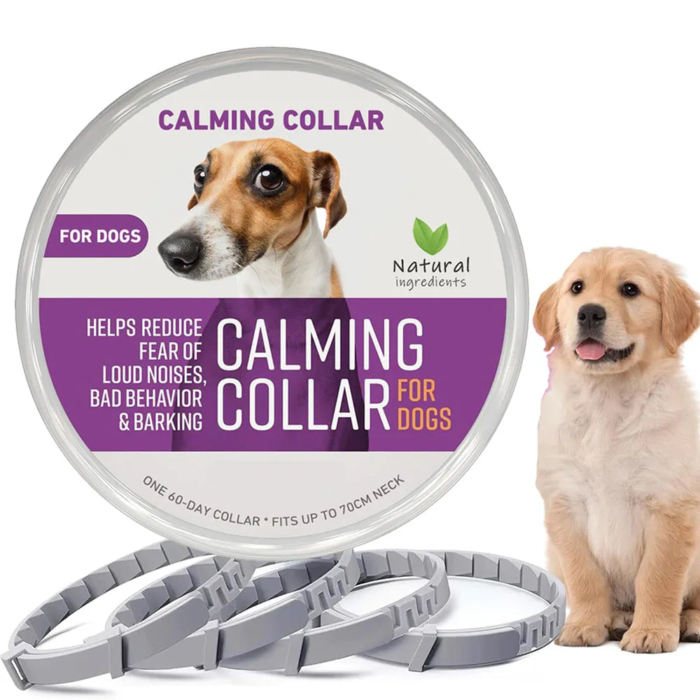 Coleiras calmante com feromônio natural para cães e gatos, alívio da ansiedade, estresse e alívio do mau comportamento por 60 dias