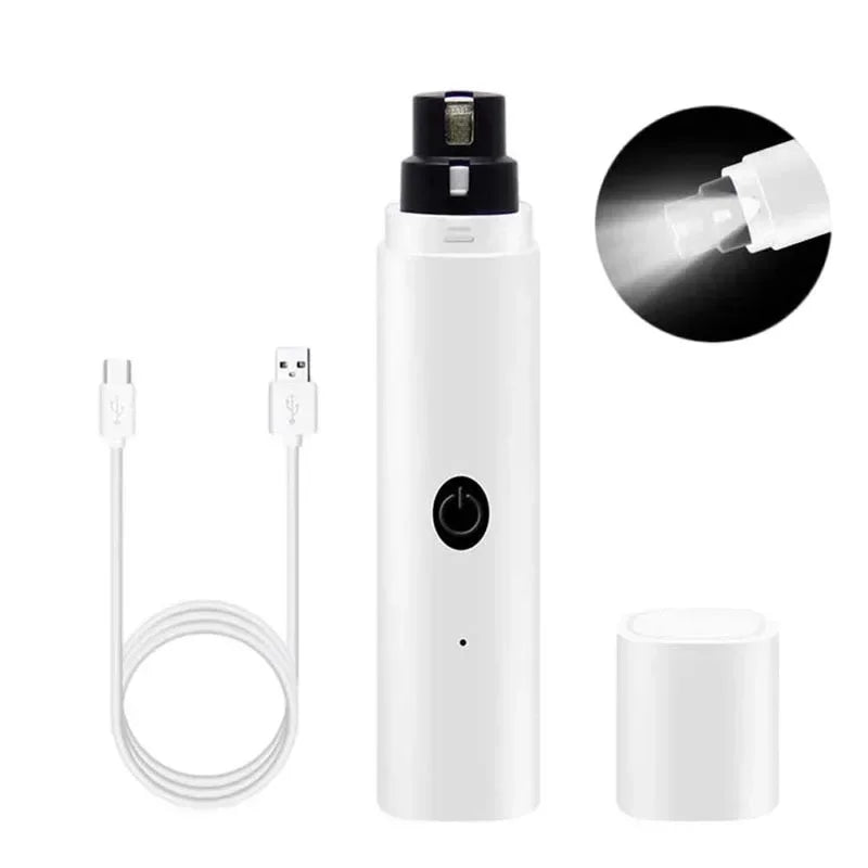 Cortador de unhas elétrico para cães e gatos, recarregável com carregamento USB e luz LED. Silencioso, para animais de estimação, patas de gato, acessório para cuidados com as unhas
